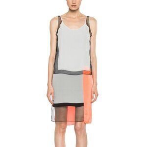Helmut Lang SS/13 Sunburn & Black Colorblock Chroma Draped Dress